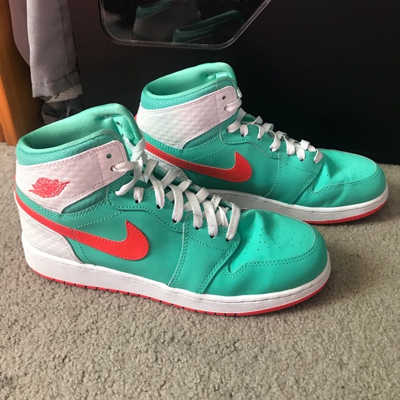 white teal and orange jordans